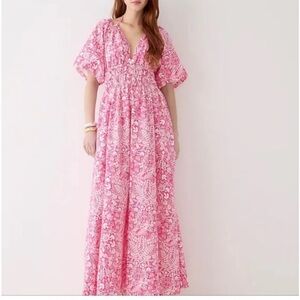 J.Crew Collection open-back smocked-waist dress in pink mermaid floral S…